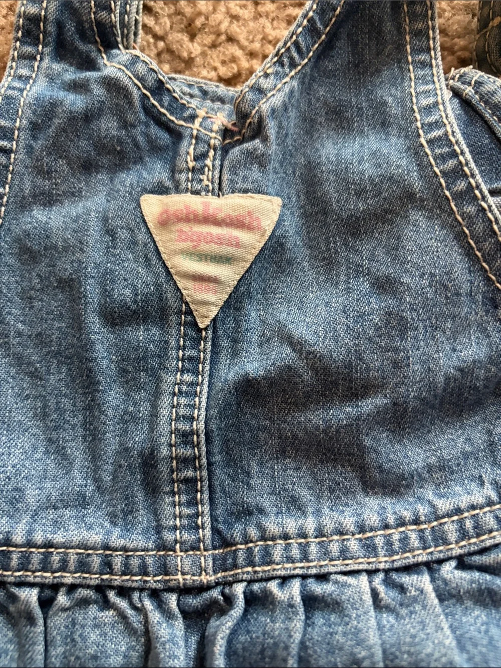 B8 Y2K OshKosh B’Gosh Denim Pink-Accent Girls' Overall Dress, 24 months